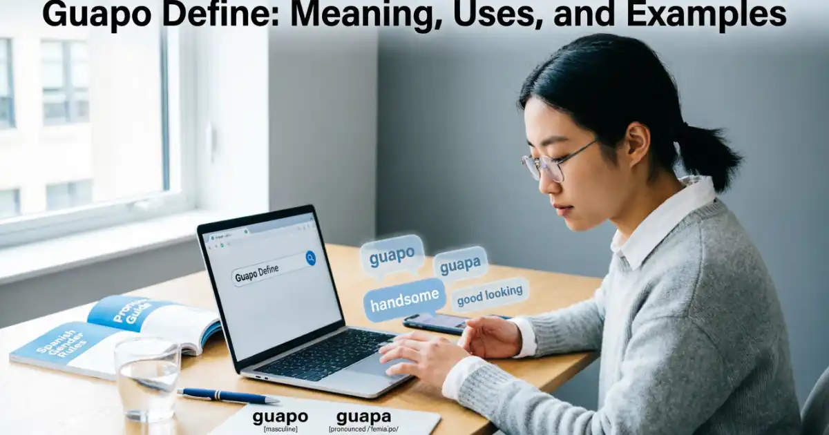 Guapo define meaning explained with Spanish language examples