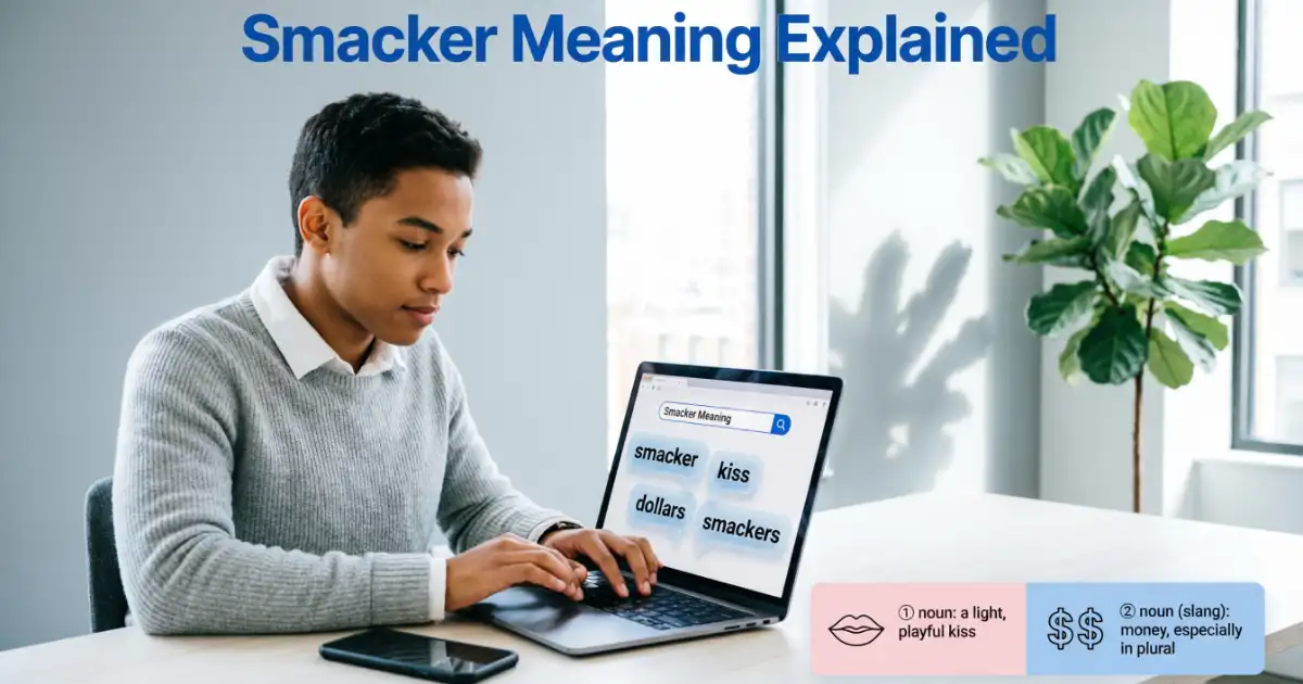 Smacker meaning explained with examples of the slang word used for a kiss and money